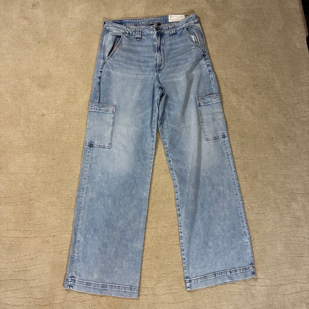 American Eagle NWT 12 Dreamy Drape Super High-Rise Baggy Wide Leg Stretch Jeans